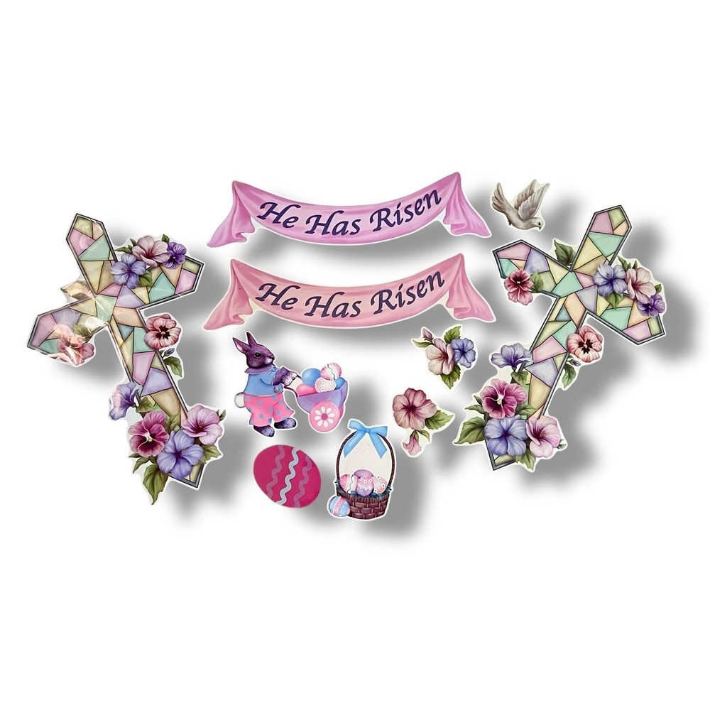 Easter "He Is Risen" Magnet Decorations 18" x 12" Large Christian Holiday Church